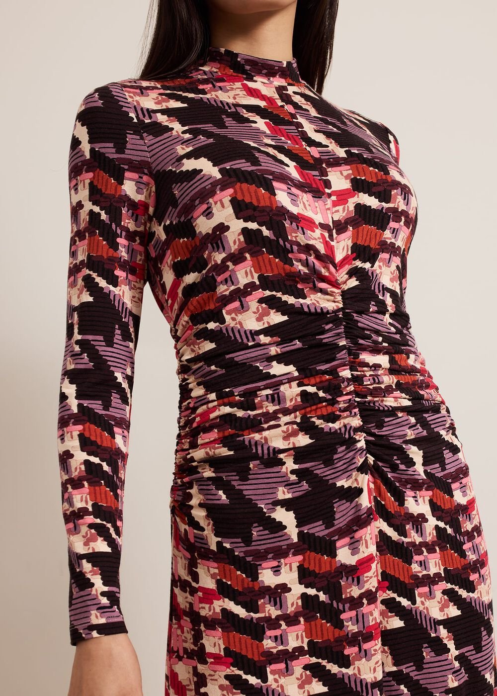 Harrie Dogtooth Colourful Jersey Dress - Multi-Coloured
