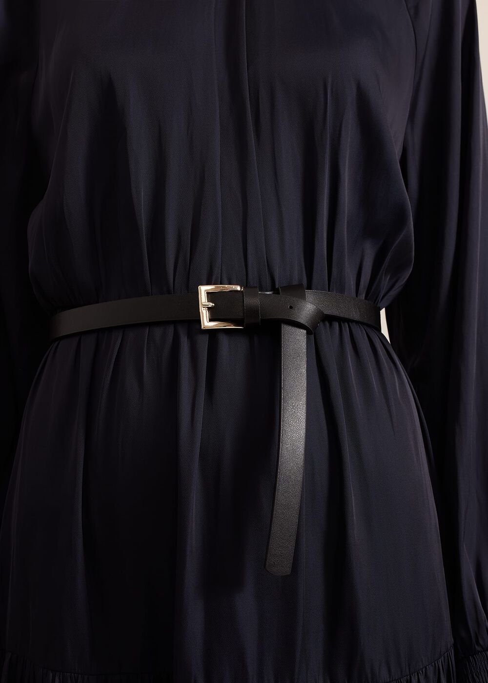 Ornella Navy Satin Dress - Navy