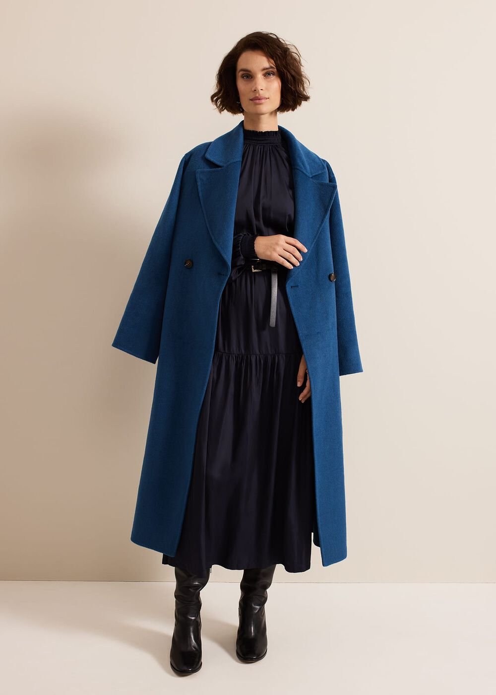 Ornella Navy Satin Dress - Navy