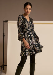 Amelia Navy Foil Wrap Dress - Navy