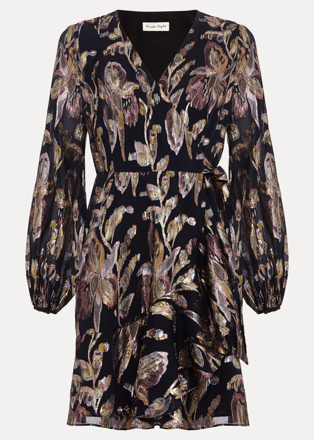 Amelia Navy Foil Wrap Dress - Navy