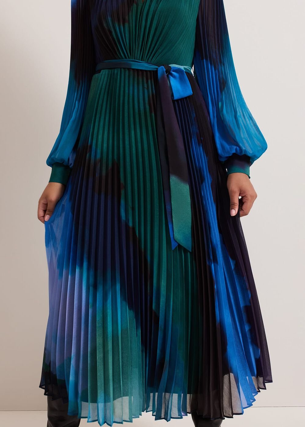 Petite Sophie Pleat Midi Dress - Multi-Coloured