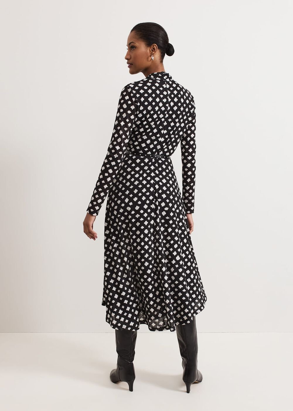 Caitlin Black Printed Mesh Dress - Black