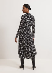 Caitlin Black Printed Mesh Dress - Black