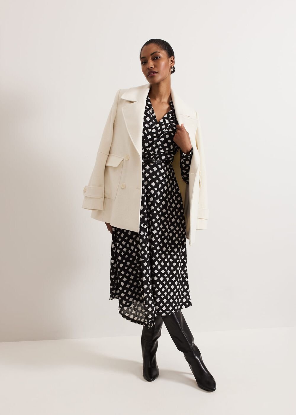 Caitlin Black Printed Mesh Dress - Black