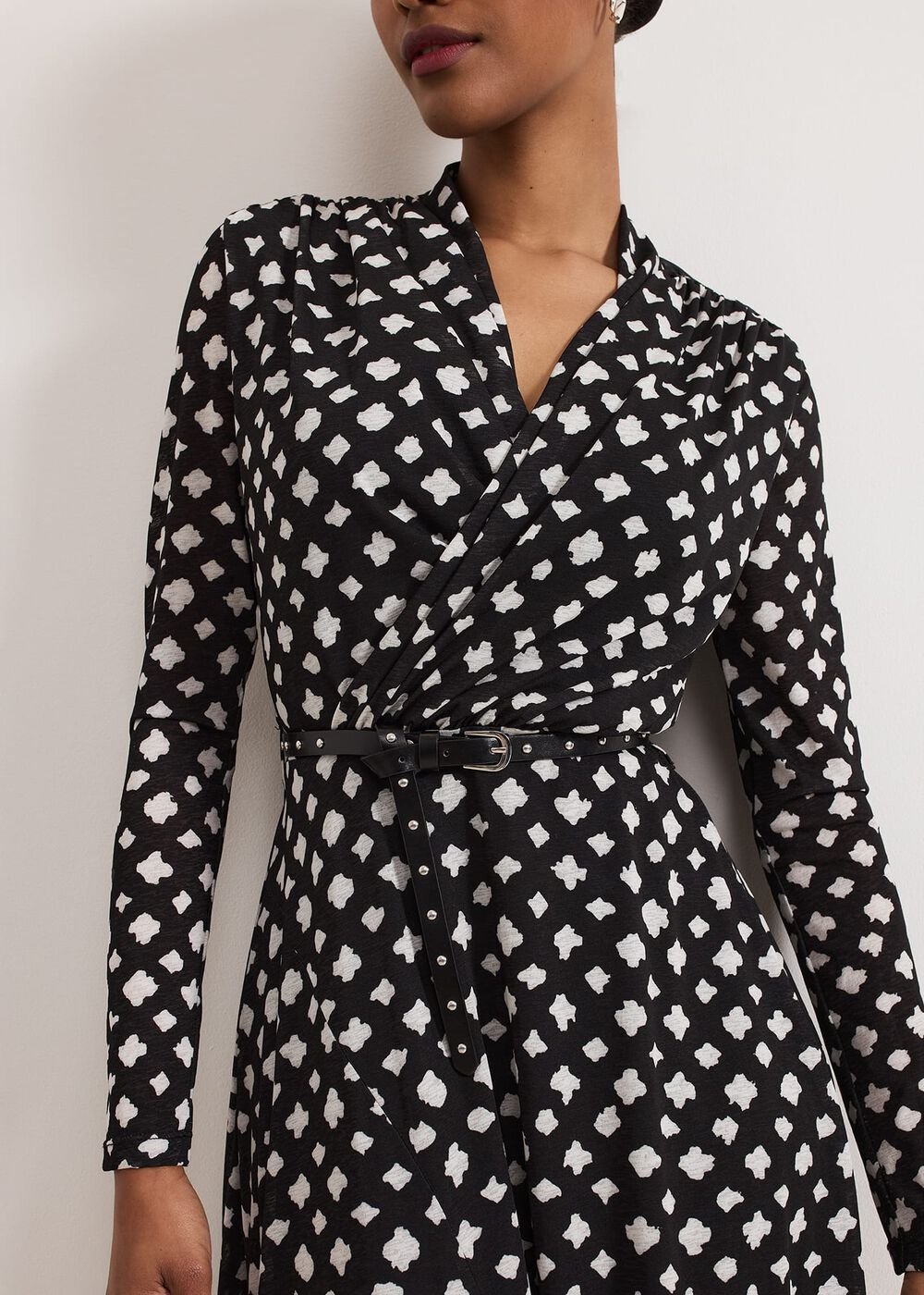 Caitlin Black Printed Mesh Dress - Black