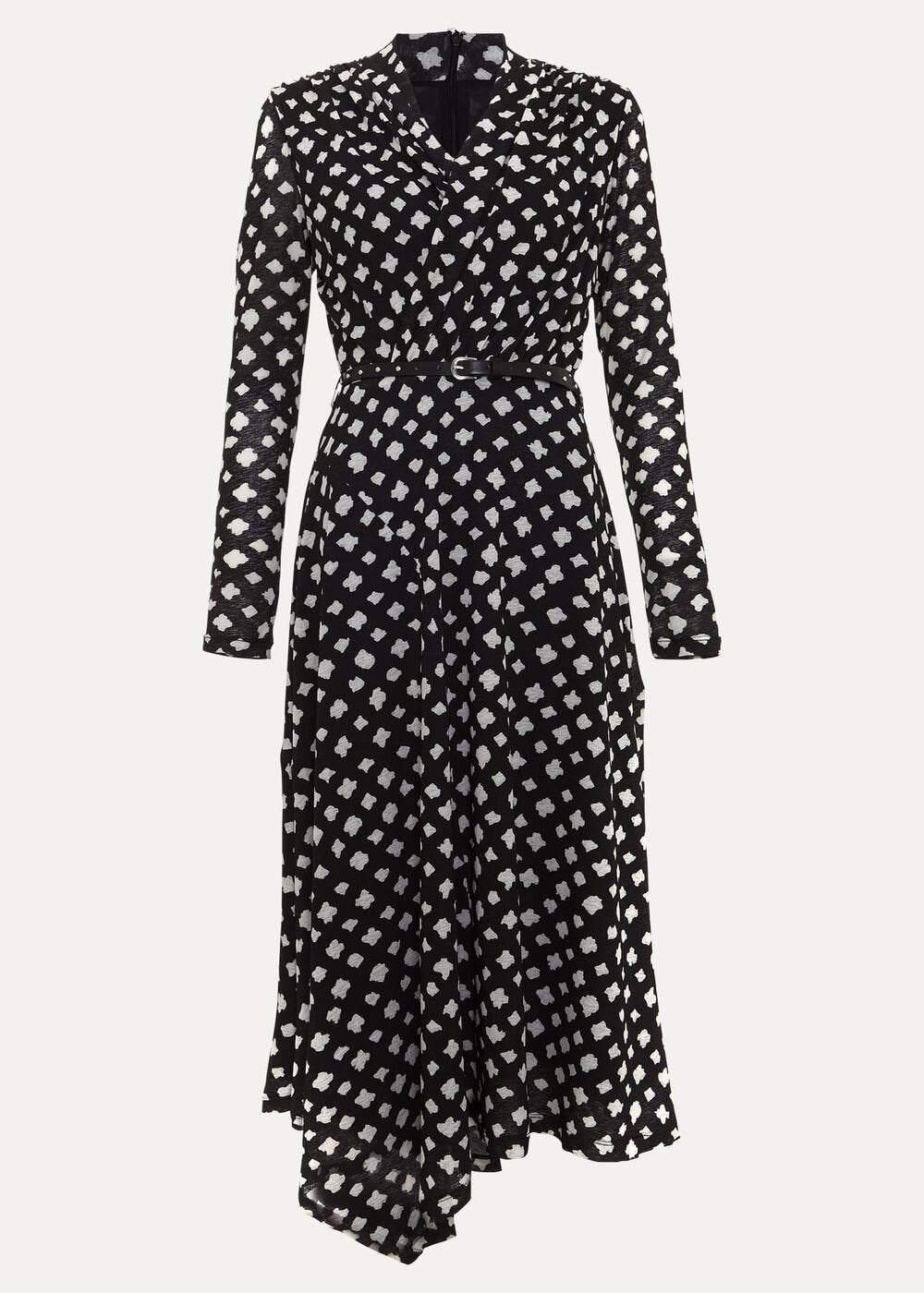 Caitlin Black Printed Mesh Dress - Black