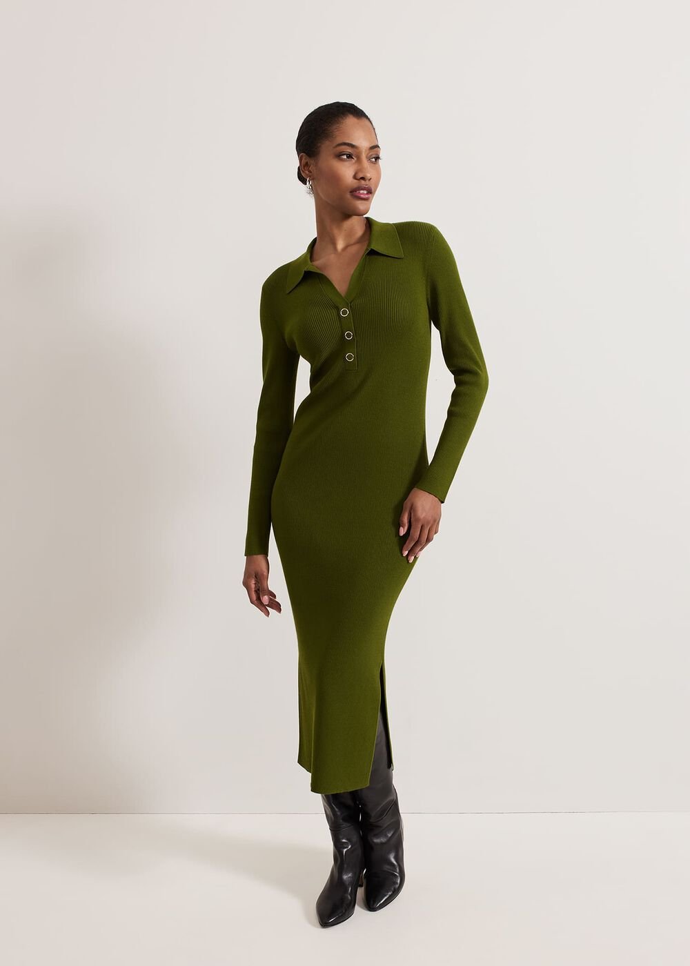 Lucy Knit Column Dress - Green