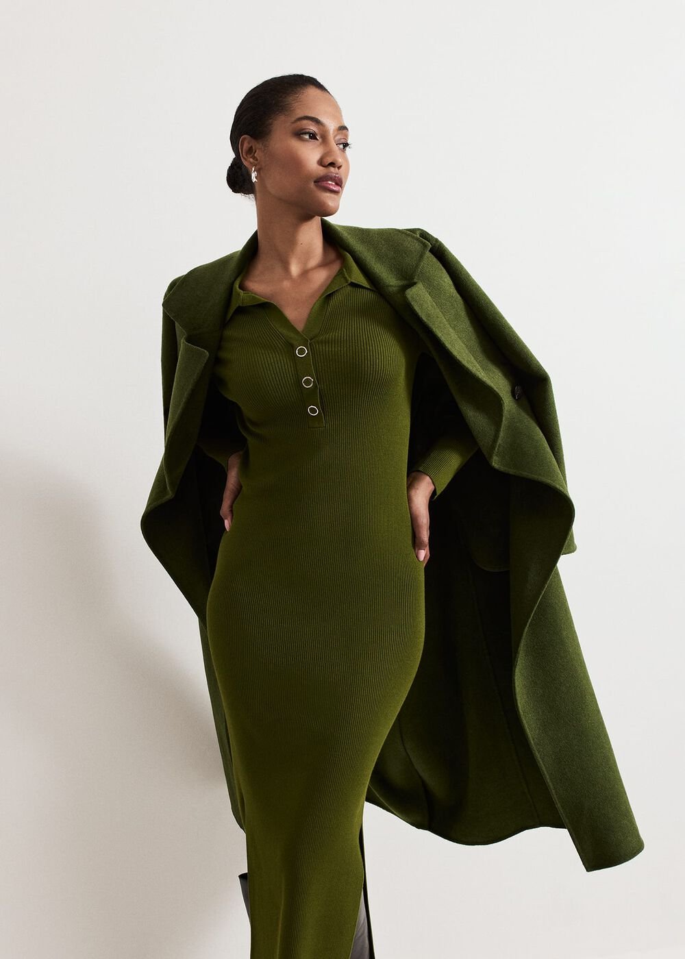Lucy Knit Column Dress - Green