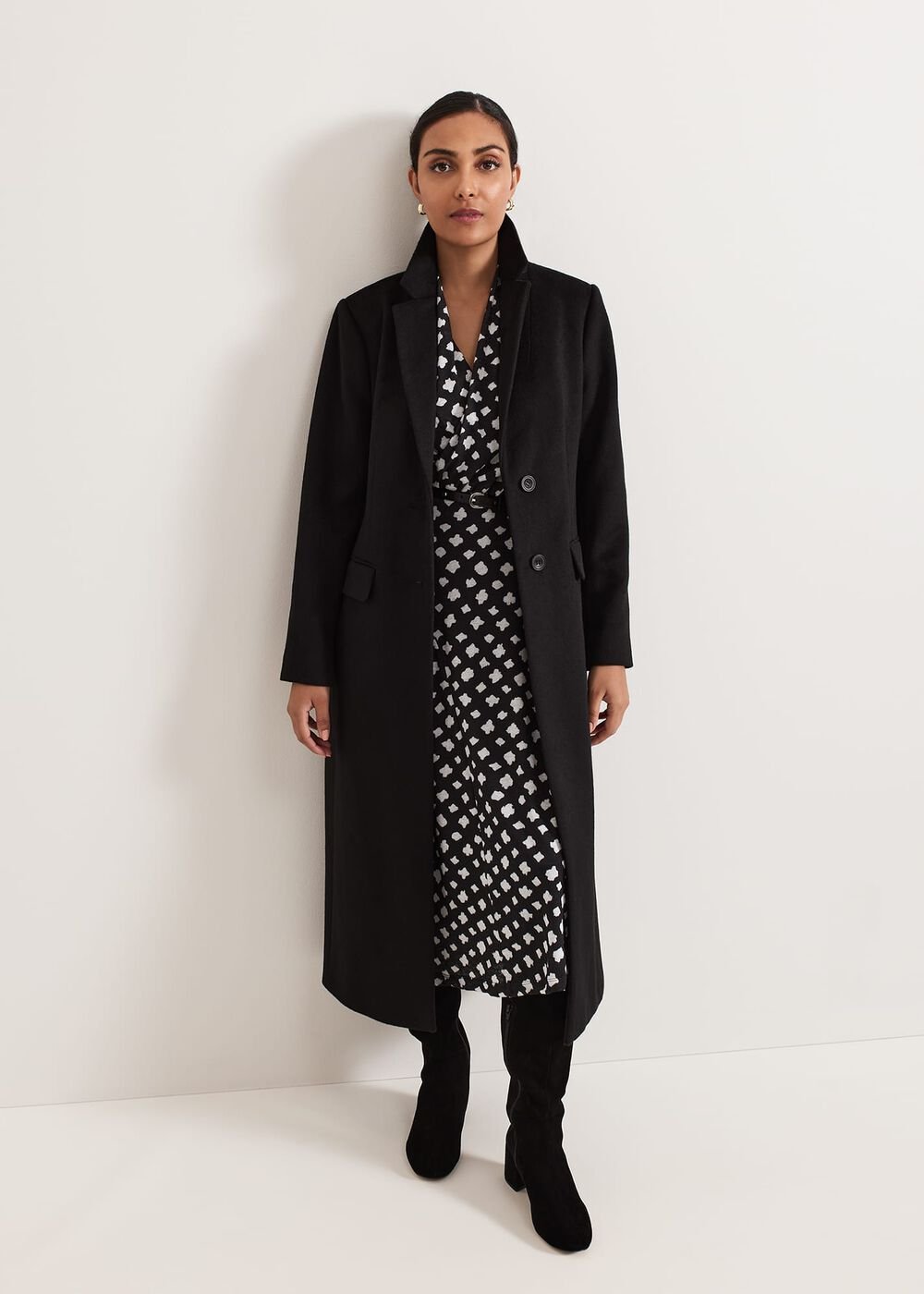 Petite Caitlin Black Printed Mesh Dress - Black
