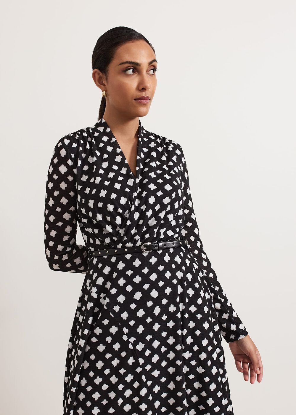 Petite Caitlin Black Printed Mesh Dress - Black