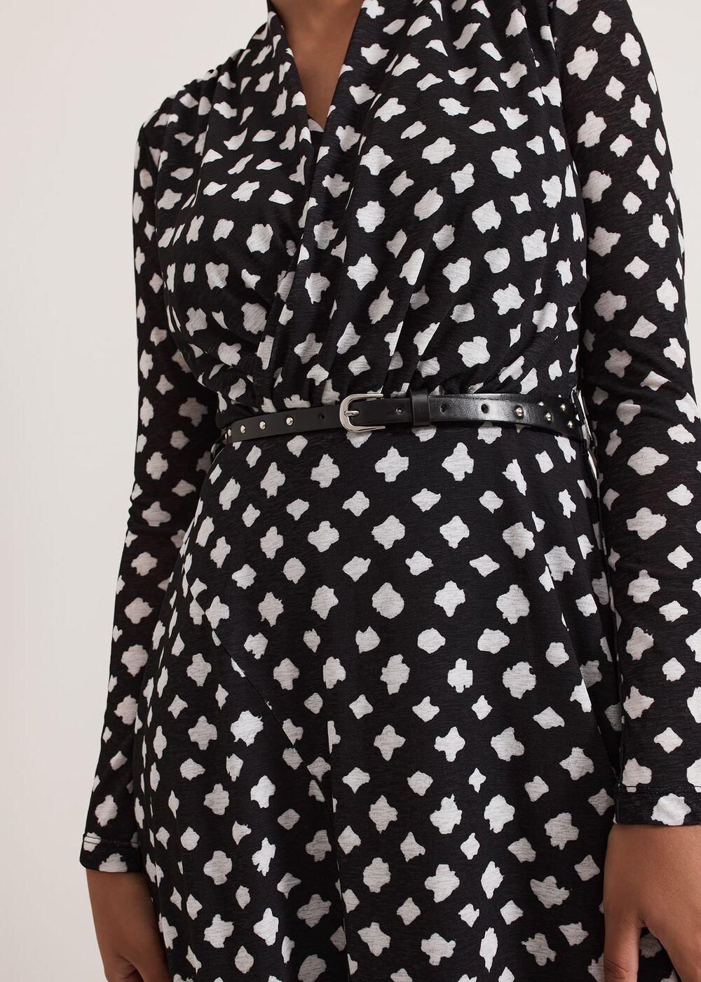 Petite Caitlin Black Printed Mesh Dress - Black