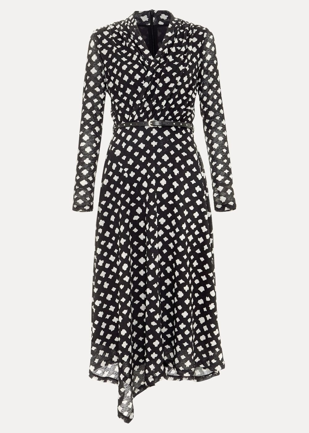 Petite Caitlin Black Printed Mesh Dress - Black