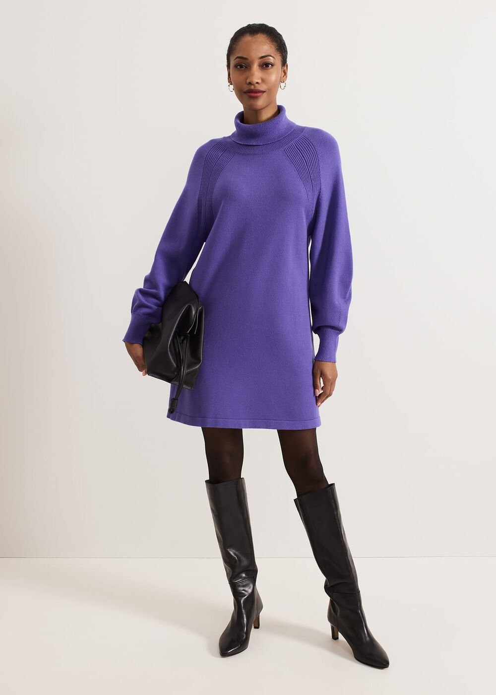 Ellie Knit Jumper Dress - Purple