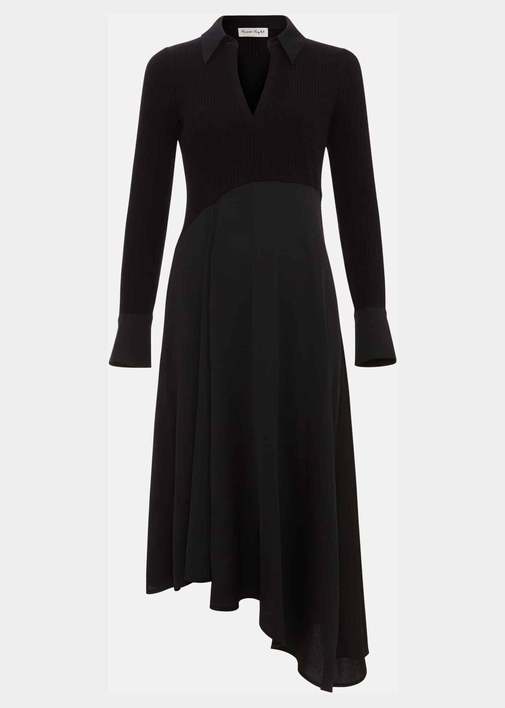 Valeria Black Satin Woven Dress - Black