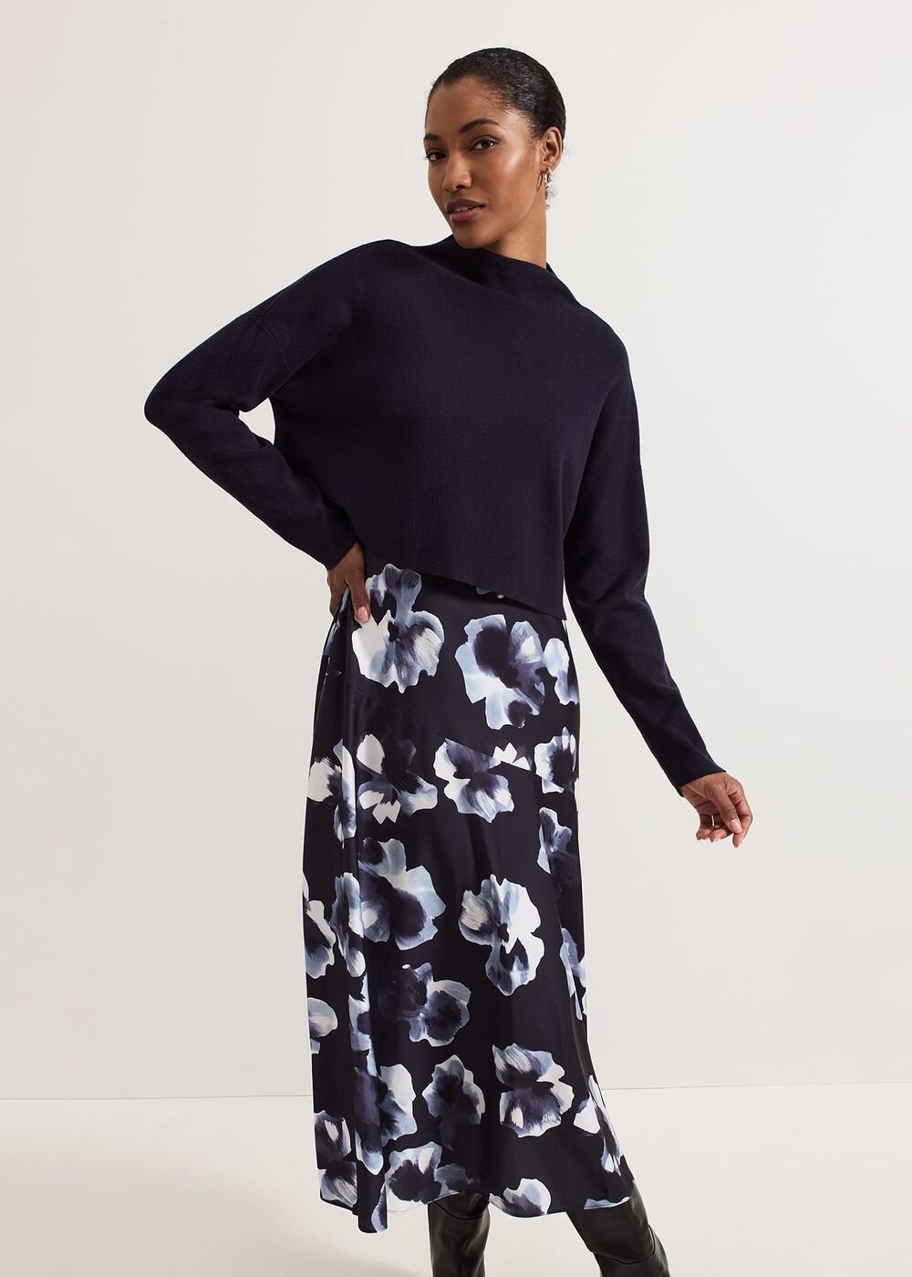 Issy Layered Jumper Dress - Blue