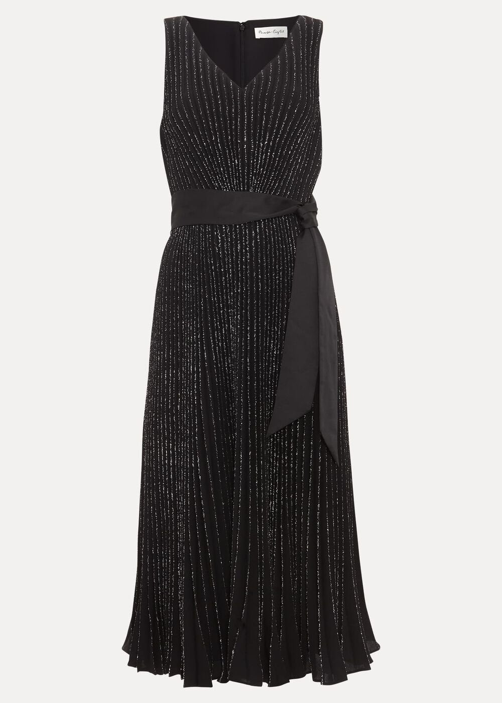Keleche Glitter Pleat Dress - Black