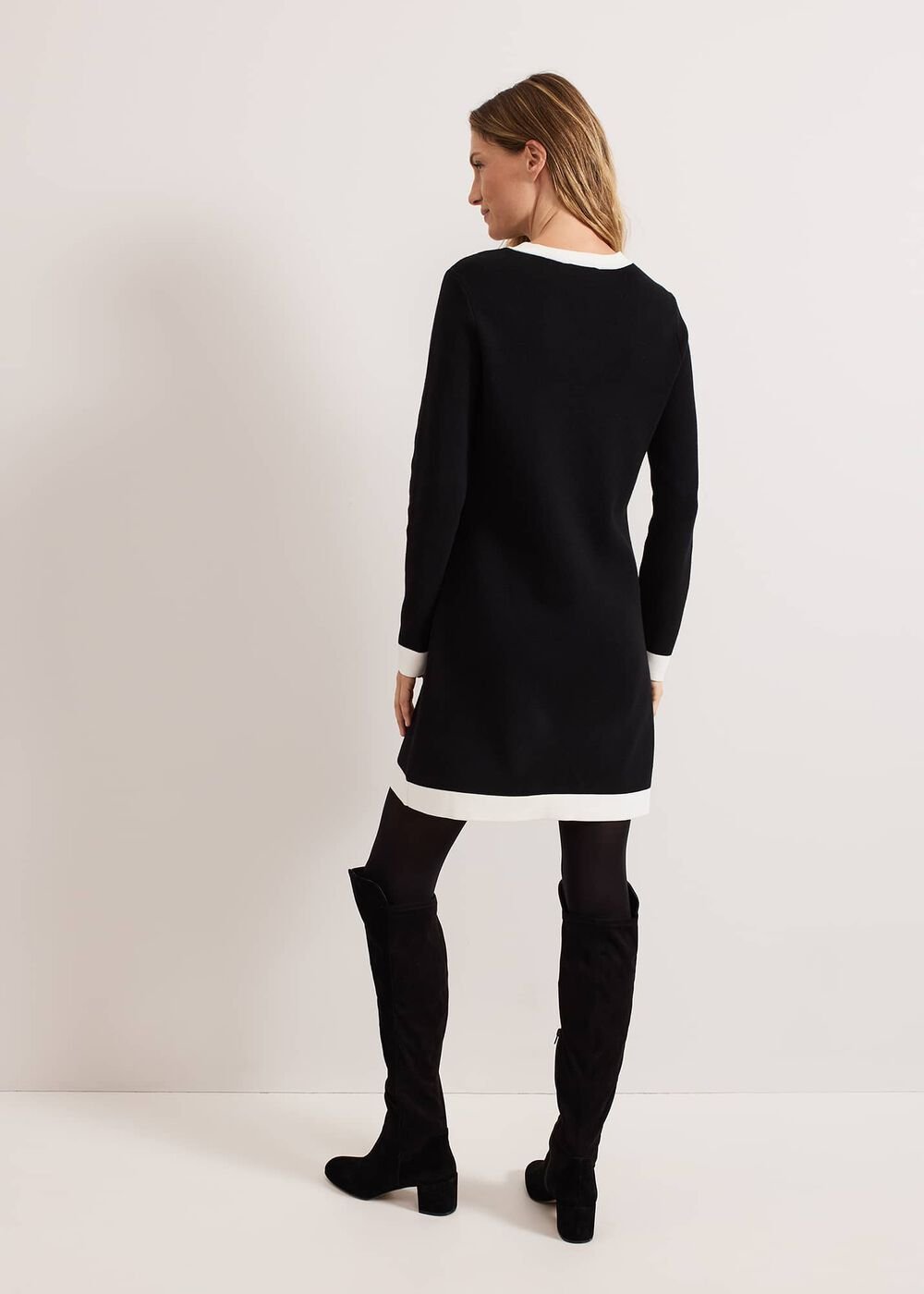 Jenny Pocket Shift Dress - Black/Ivory
