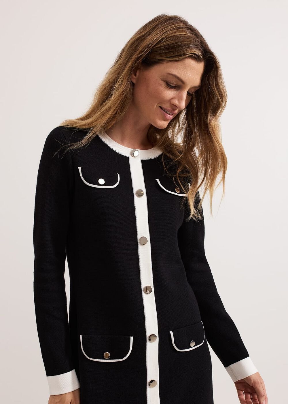 Jenny Pocket Shift Dress - Black/Ivory