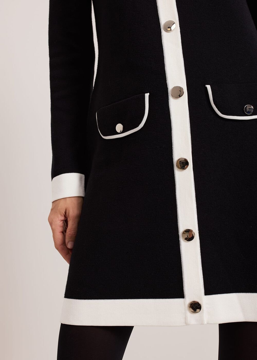 Jenny Pocket Shift Dress - Black/Ivory
