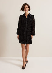 Esin Shimmer Shirt Dress - Black