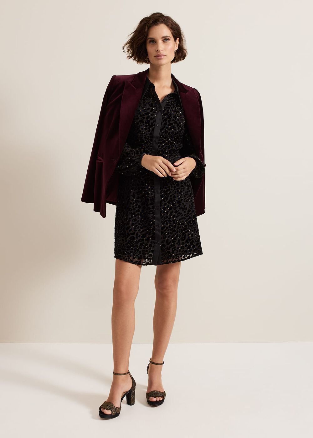 Esin Shimmer Shirt Dress - Black