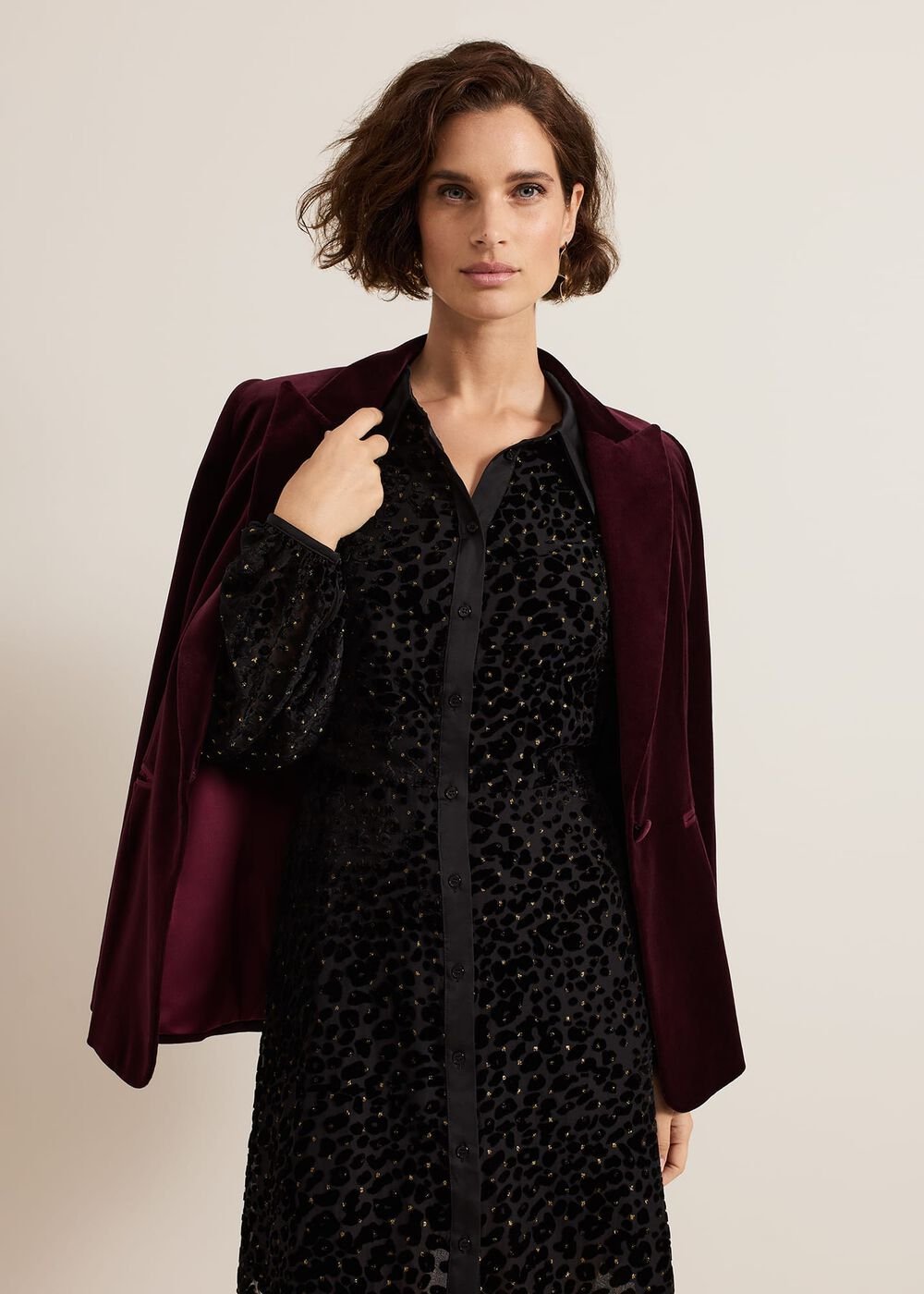 Esin Shimmer Shirt Dress - Black