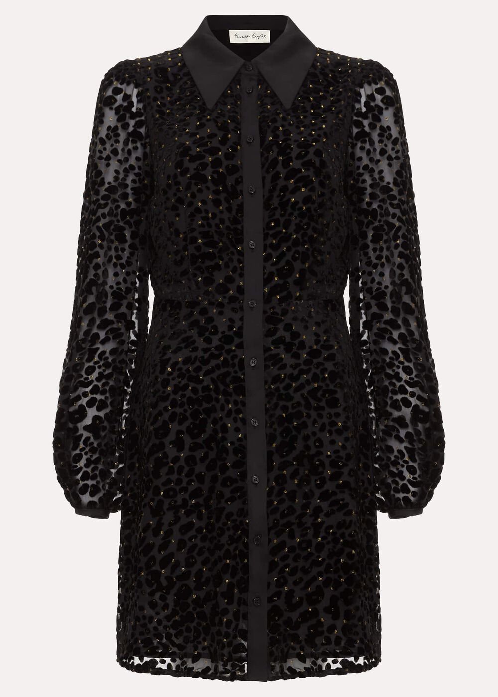 Esin Shimmer Shirt Dress - Black