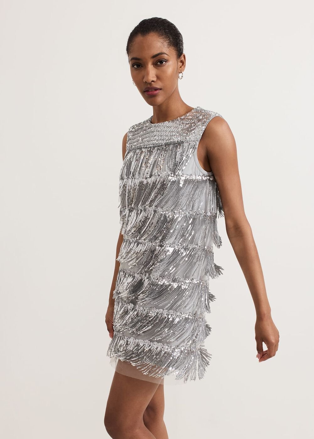 Lula Fringe Sequin Dress - Silver