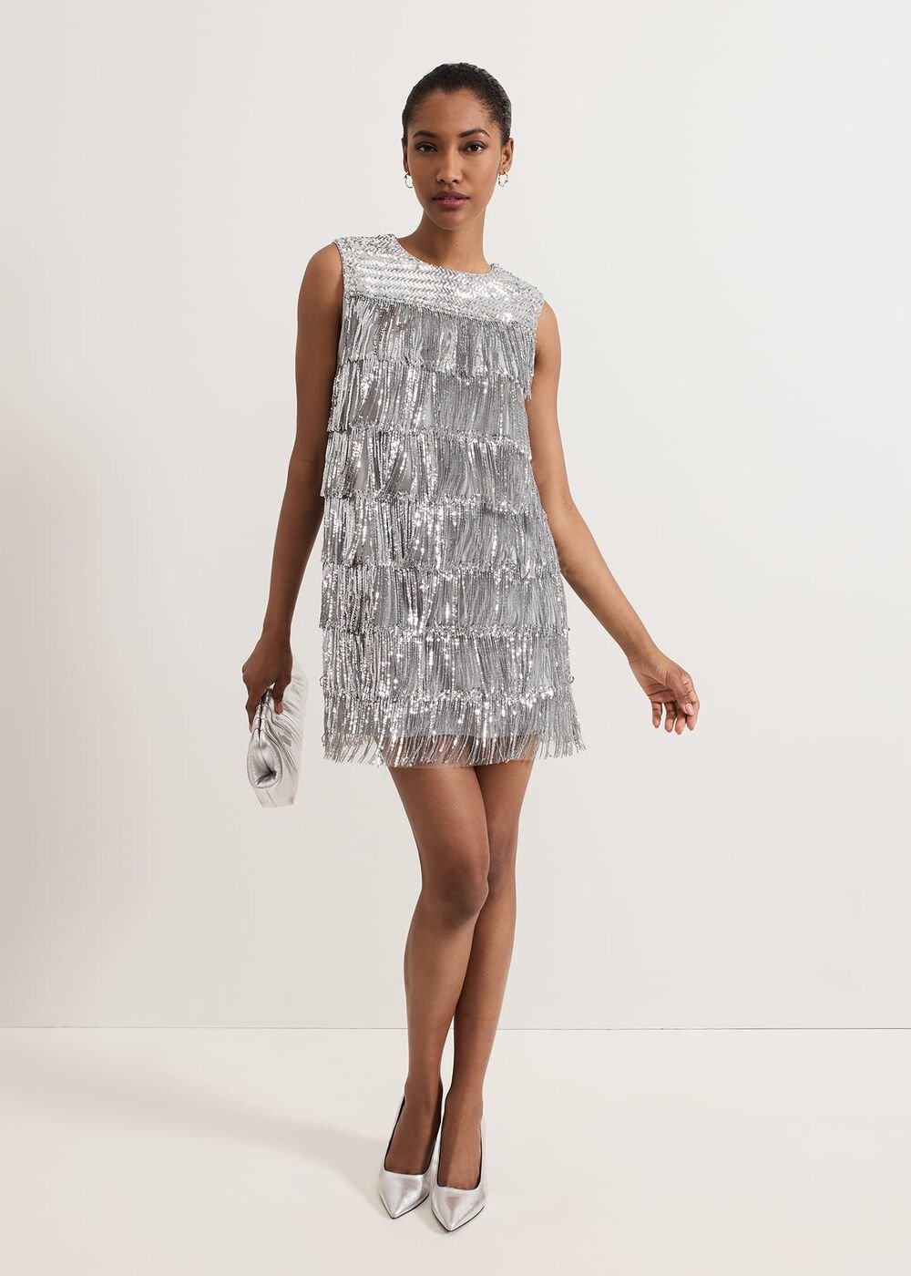 Lula Fringe Sequin Dress - Silver