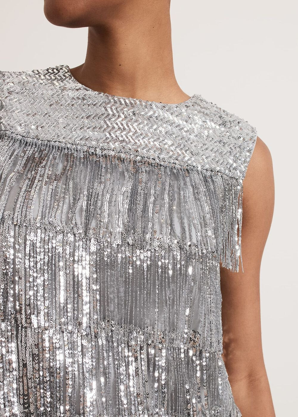 Lula Fringe Sequin Dress - Silver
