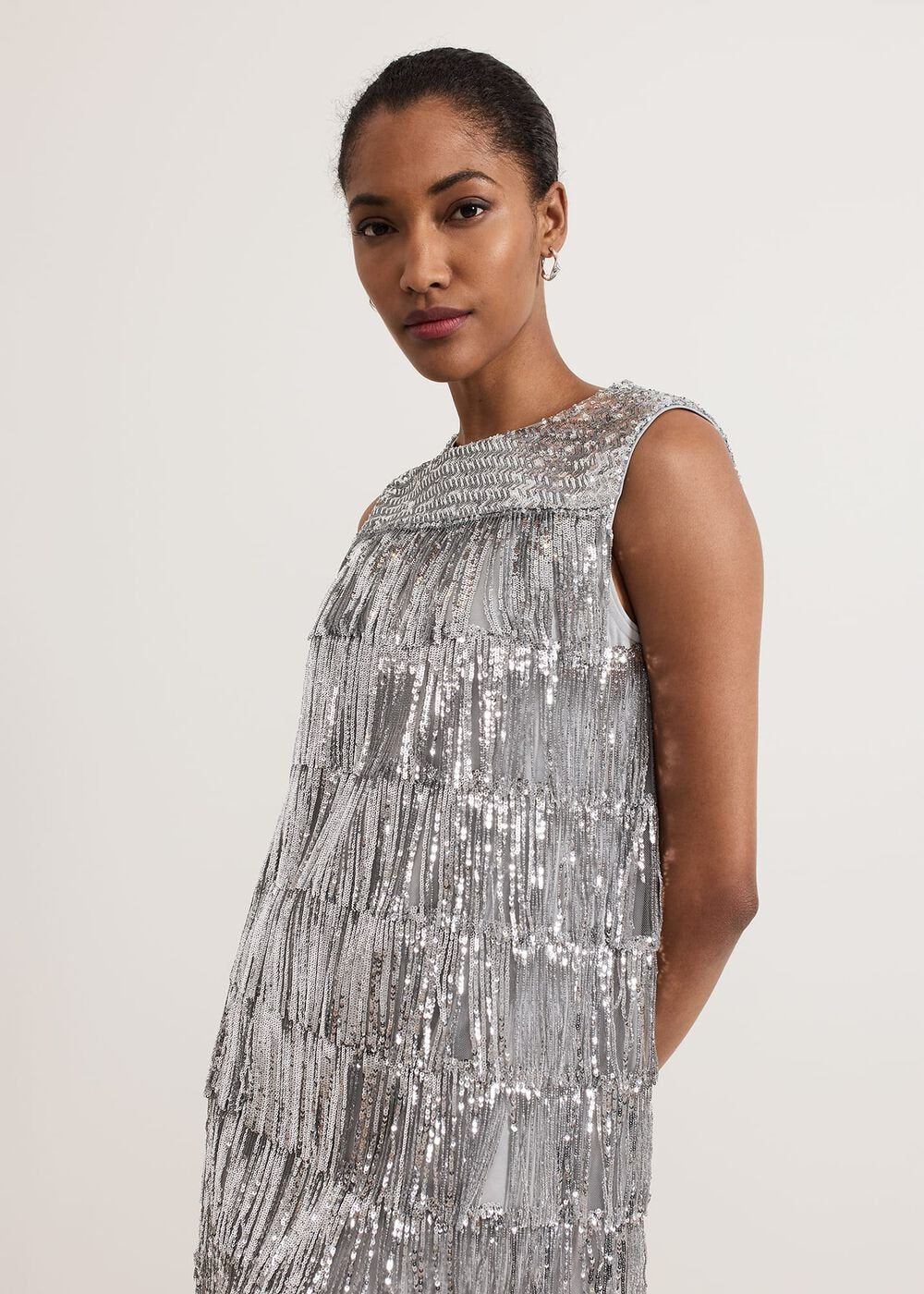 Lula Fringe Sequin Dress - Silver