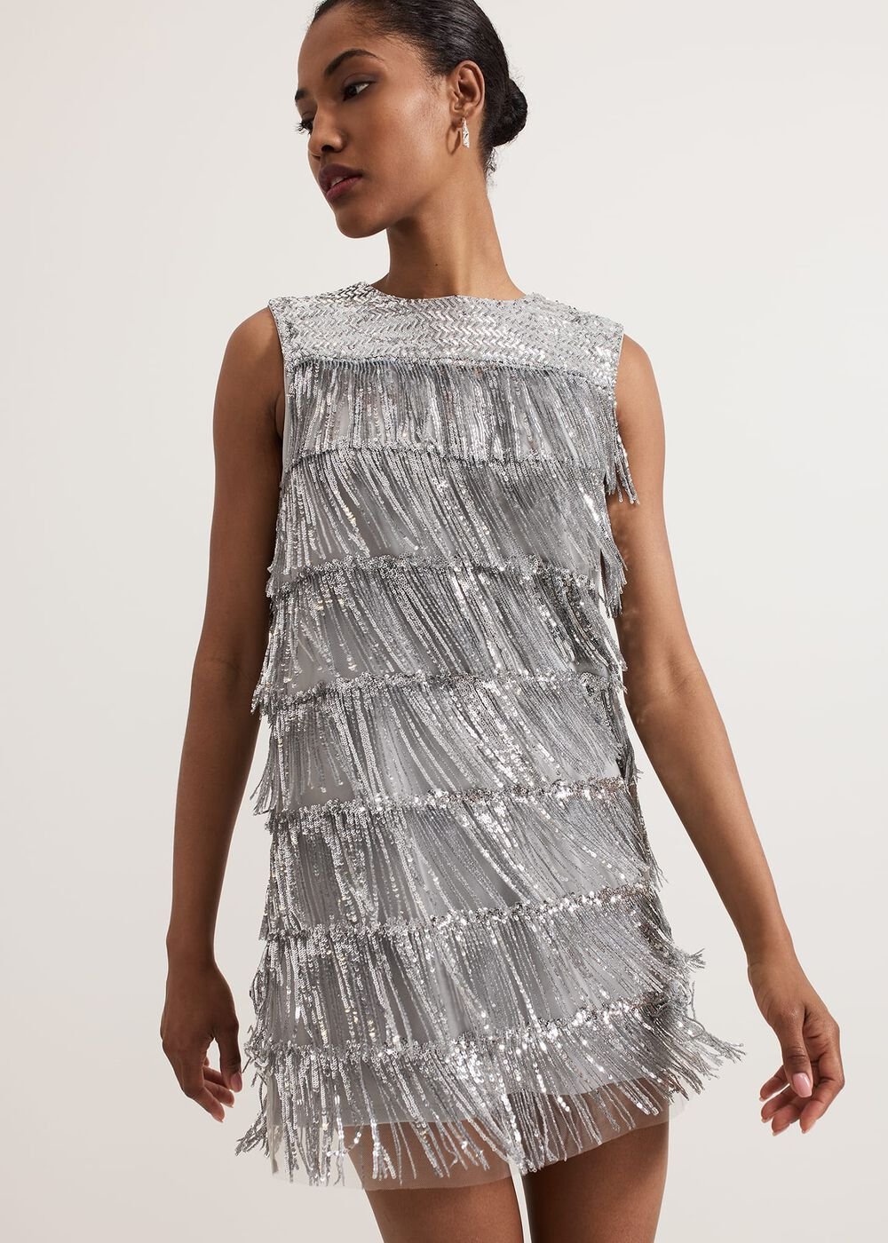 Lula Fringe Sequin Dress - Silver