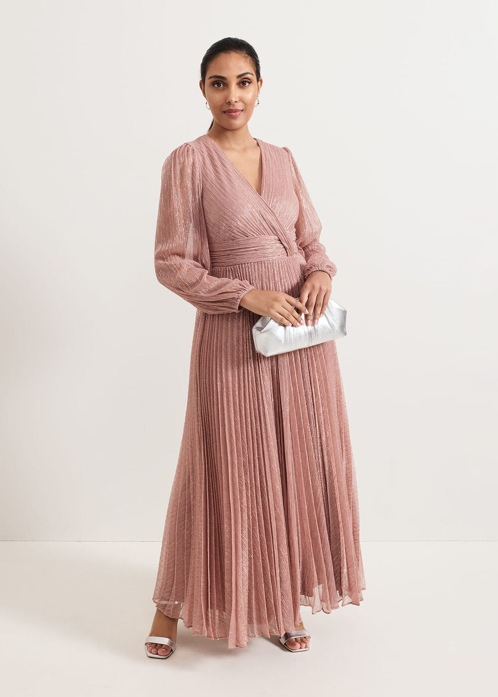 Petite Harper Plise Pale Pink Dress - Pale Pink