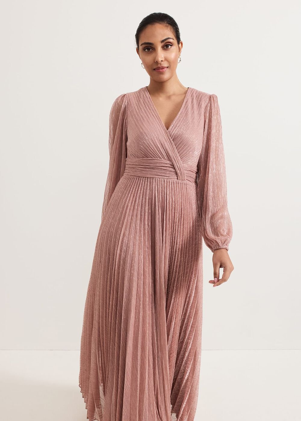 Petite Harper Plise Pale Pink Dress - Pale Pink
