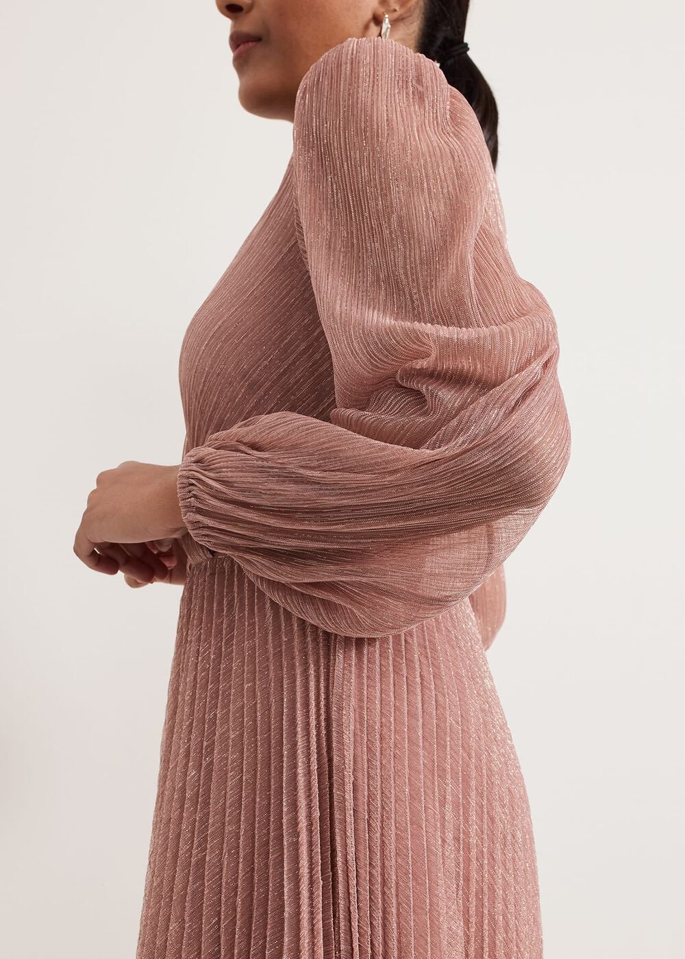 Petite Harper Plise Pale Pink Dress - Pale Pink