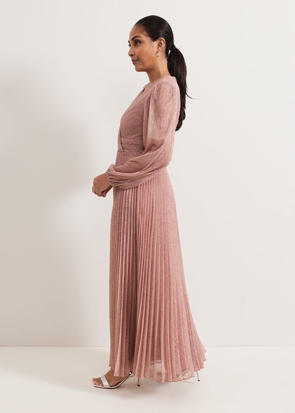 Petite Harper Plise Pale Pink Dress - Pale Pink