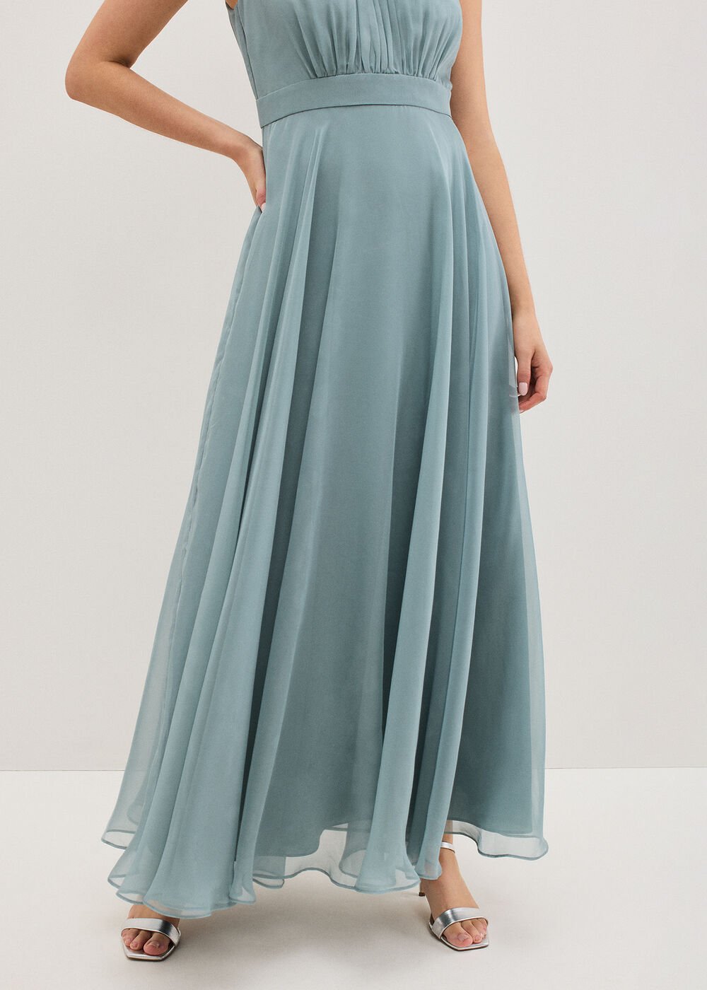 Petite Lucinda Pale Blue Maxi Dress - Eau De Nil