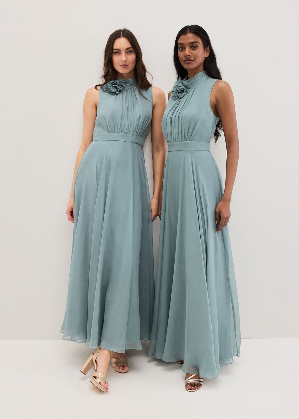 Petite Lucinda Pale Blue Maxi Dress - Eau De Nil