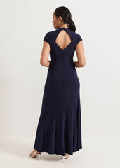Petite Daisy Navy Ruched Maxi Dress - Navy