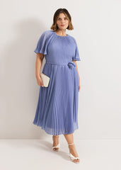 Kathleen Pale Blue Pleat Dress - Pale Blue