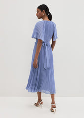 Kathleen Pale Blue Pleat Dress - Pale Blue
