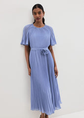 Kathleen Pale Blue Pleat Dress - Pale Blue