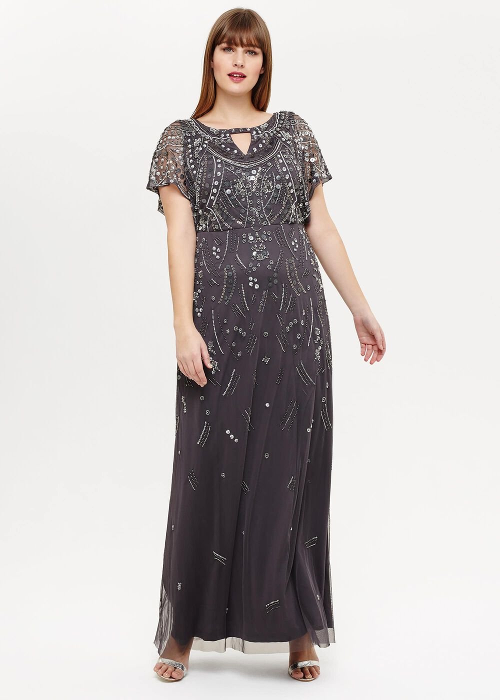 Desiree Beaded Maxi Dress - Grey
