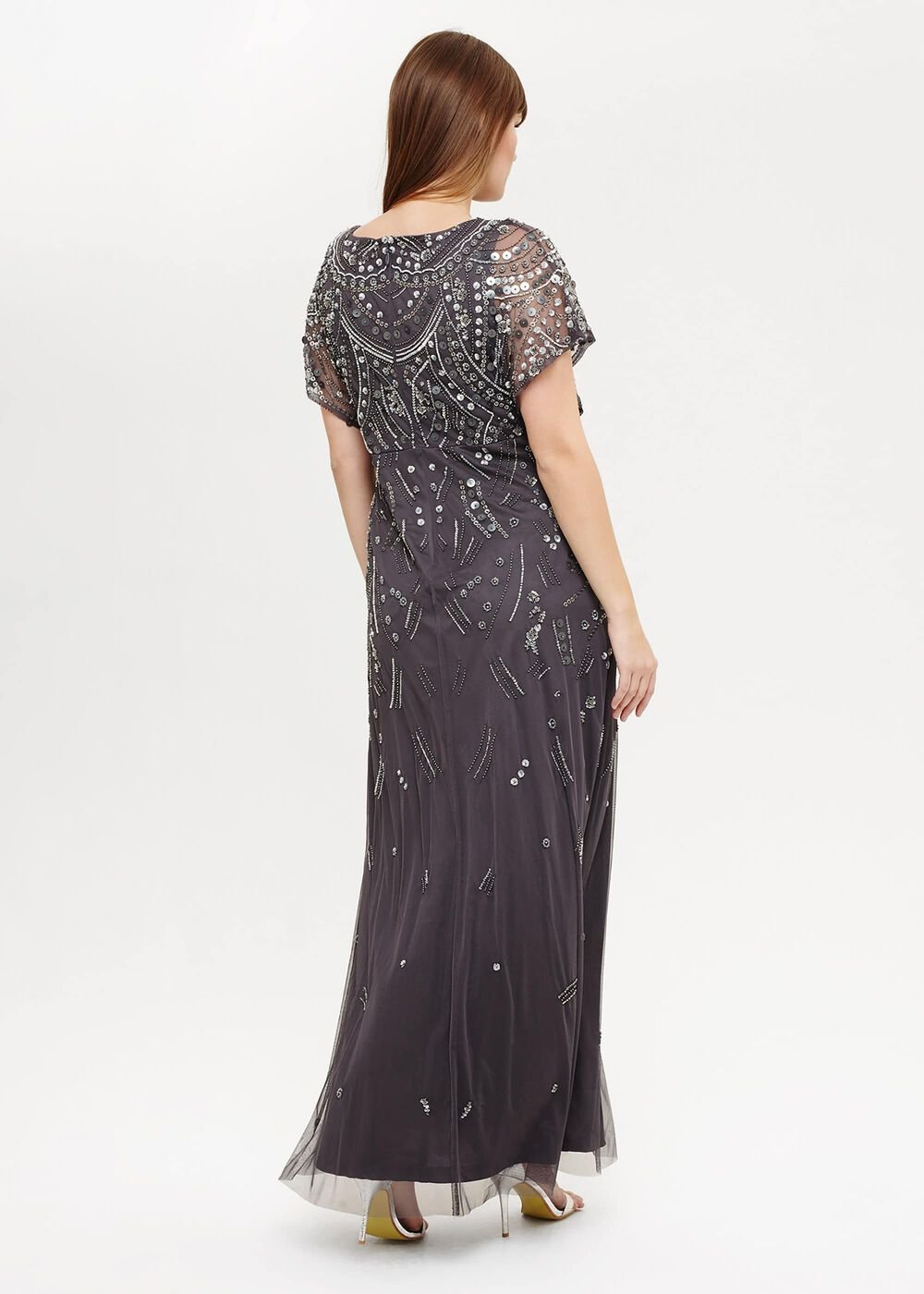 Desiree Beaded Maxi Dress - Grey