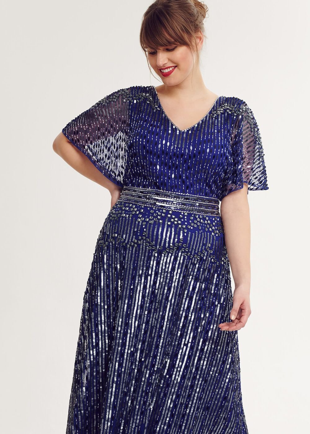 Athena Beaded Maxi Dress - Cobalt