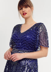 Athena Beaded Maxi Dress - Cobalt