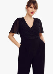 Salma Lace Wrap Jumpsuit - Black