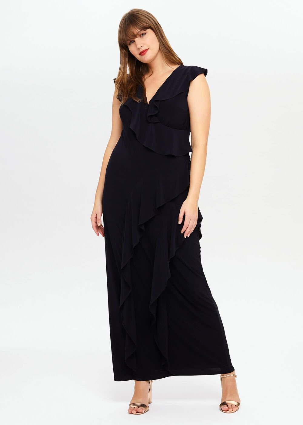 Lida Ruffle Maxi Dress - Navy
