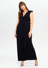 Lida Ruffle Maxi Dress - Navy
